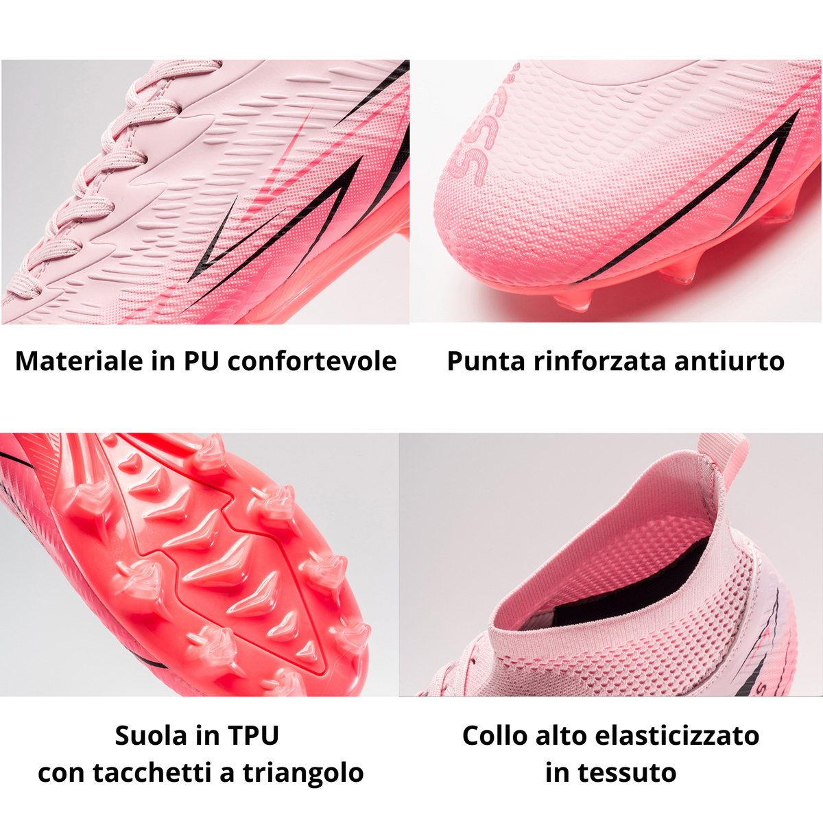 Scarpe da Calcio Bambini/Ragazzi con Tacchetti – Antiscivolo, Leggere e Confortevoli – Ideali per Erba Naturale e Sintetica
