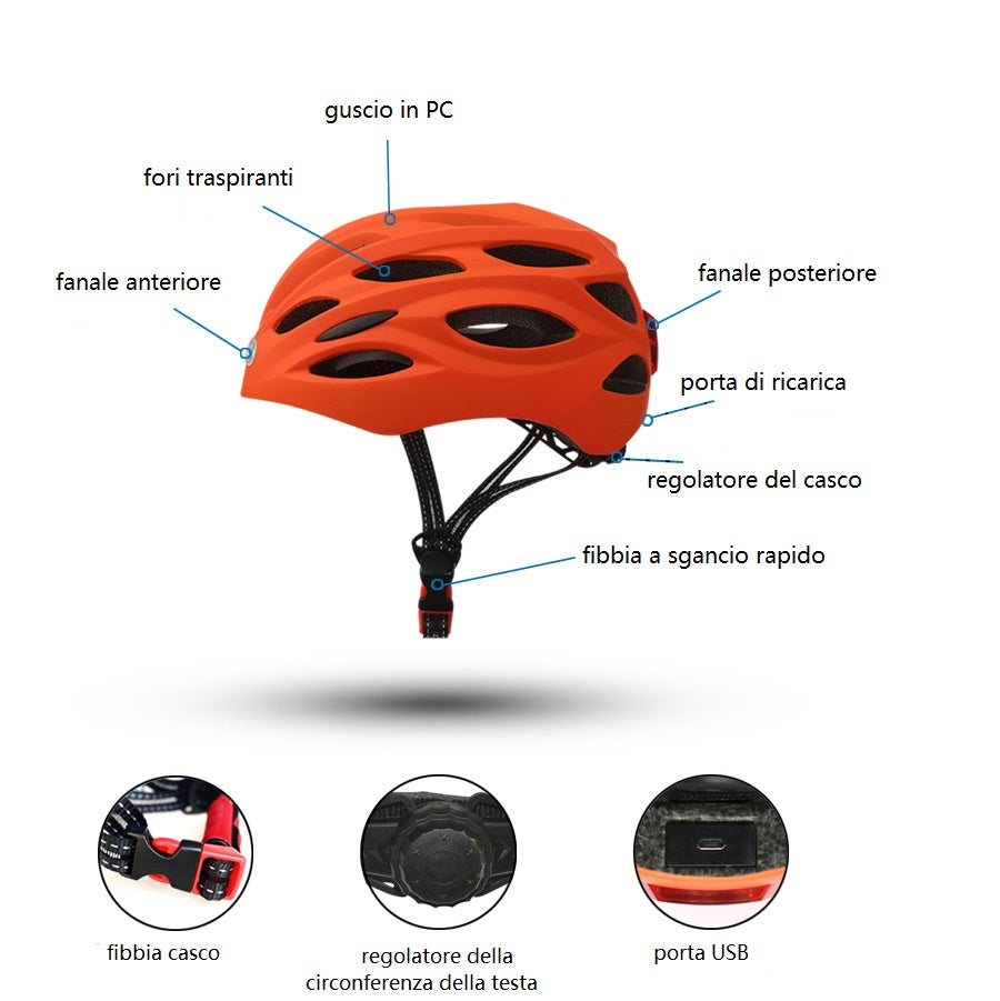 Fahrradhelm mit Vorder- und Rücklicht