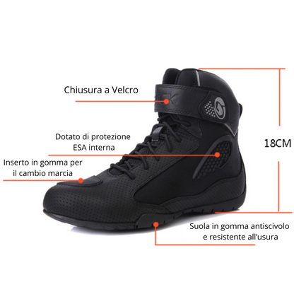Scarpe Moto in Pelle di bovino Traspirante Antiscivolo
