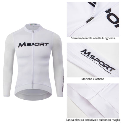 Completo Ciclismo Invernale – Maglia Termica a Manica Lunga + Salopette con Fondello in Gel Antishock