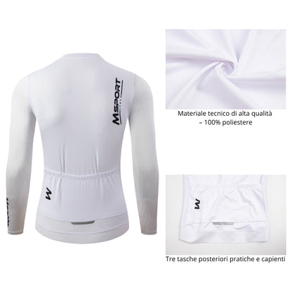 Completo Ciclismo Invernale – Maglia Termica a Manica Lunga + Salopette con Fondello in Gel Antishock