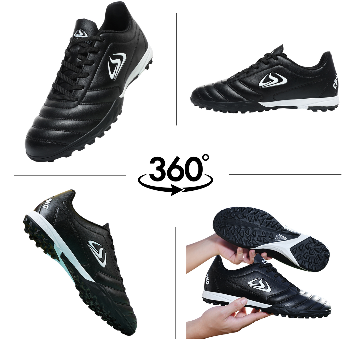 Scarpe Calcio Bambino Leggere e Resistenti Scarpe Sportive Bambino con Tacchetti Bassi per Allenamento su Erba Sintetica