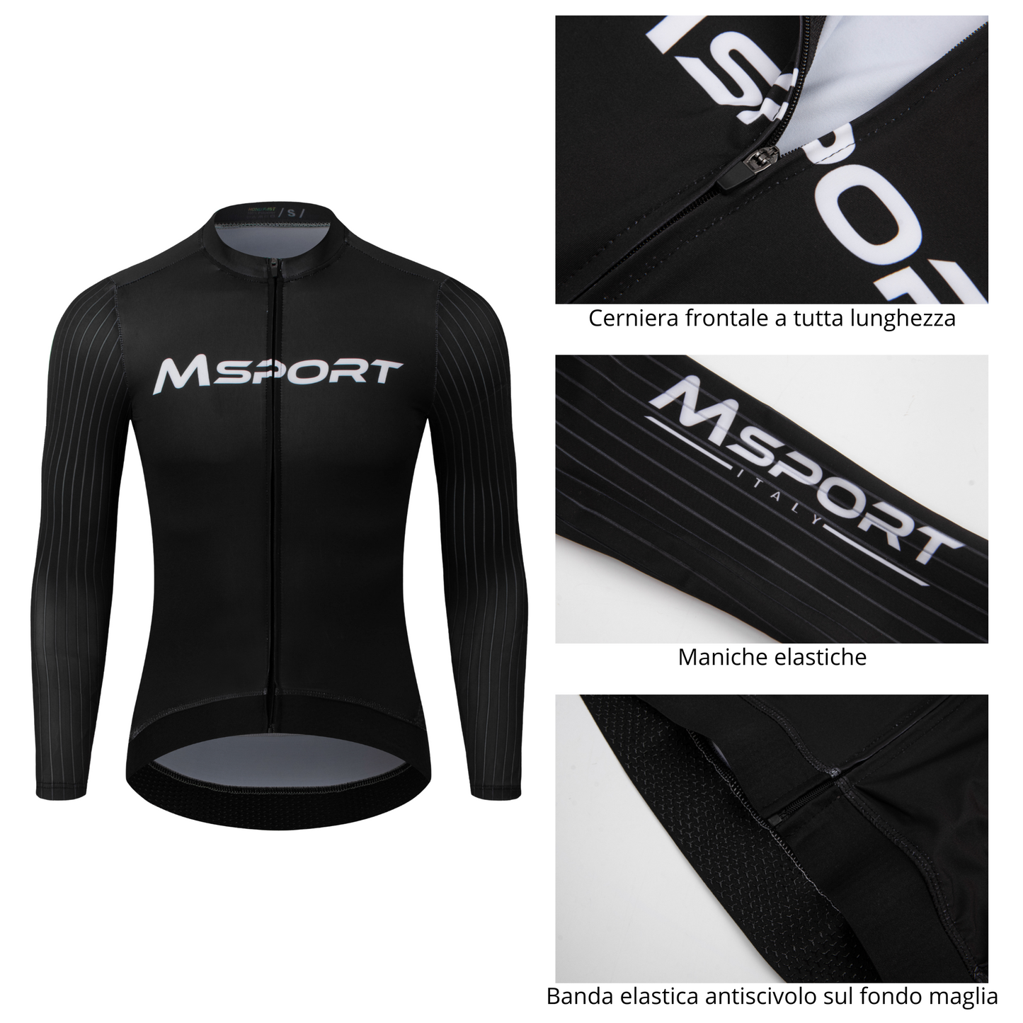 Completo Ciclismo Invernale – Maglia Termica a Manica Lunga + Salopette con Fondello in Gel Antishock