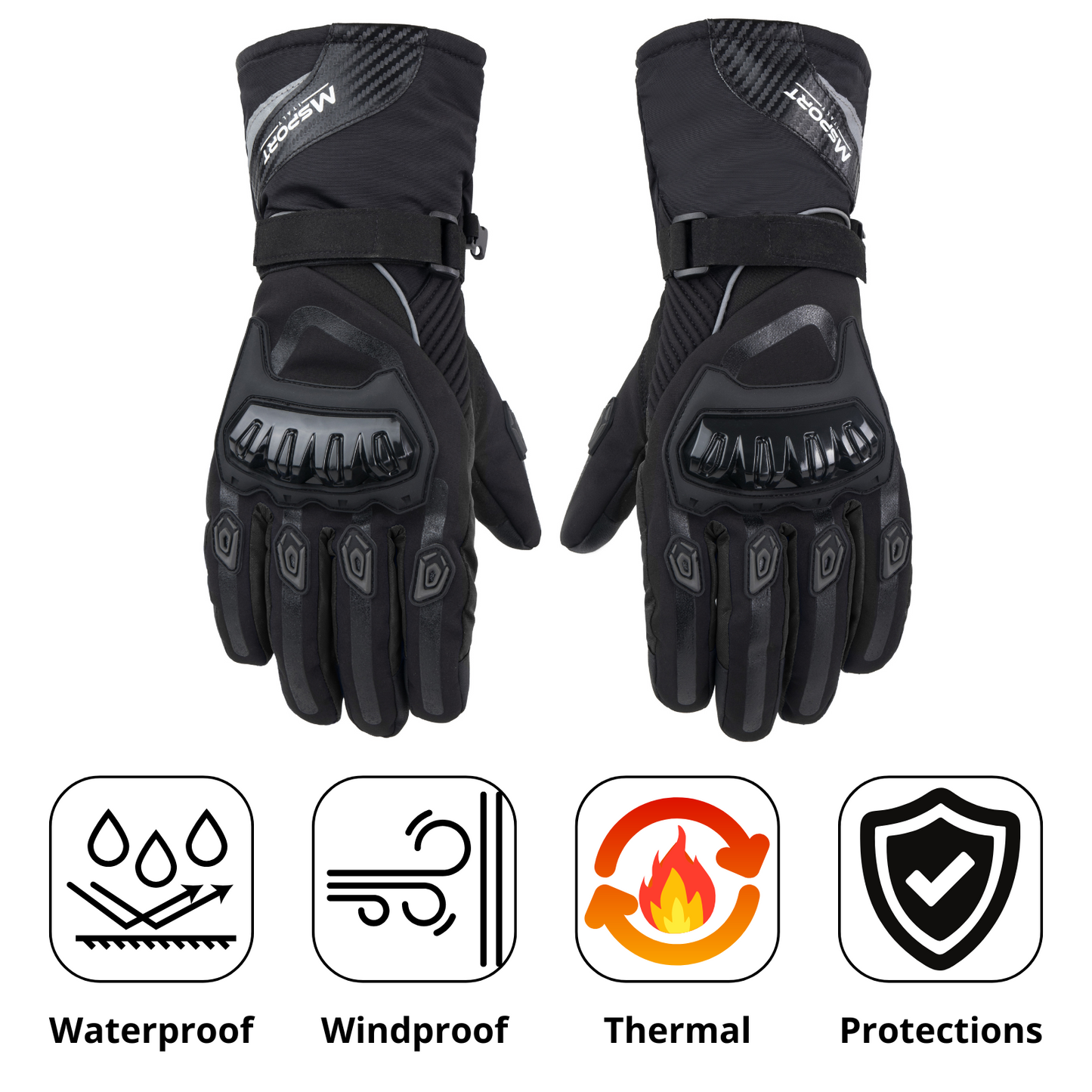Guanti Moto Invernali Termici 100% Impermeabili – Protezione Antivento, Caldi e Confortevoli per Tutte le Stagioni