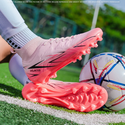 Scarpe da Calcio Bambini/Ragazzi con Tacchetti – Antiscivolo, Leggere e Confortevoli – Ideali per Erba Naturale e Sintetica