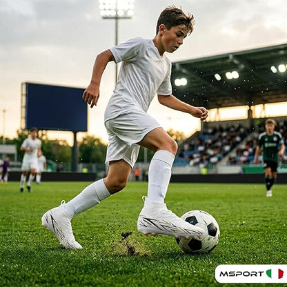Scarpe da Calcio Bambini/Ragazzi con Tacchetti – Antiscivolo, Leggere e Confortevoli – Ideali per Erba Naturale e Sintetica