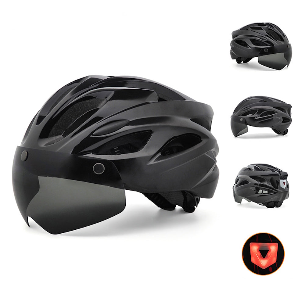 Casco da Ciclismo con Visiera Magnetica Staccabile e Luce Led