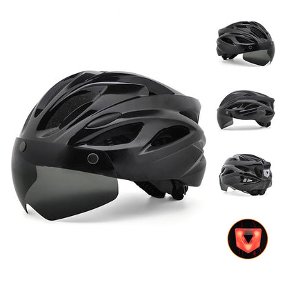 Casco da Ciclismo con Visiera Magnetica Staccabile e Luce Led