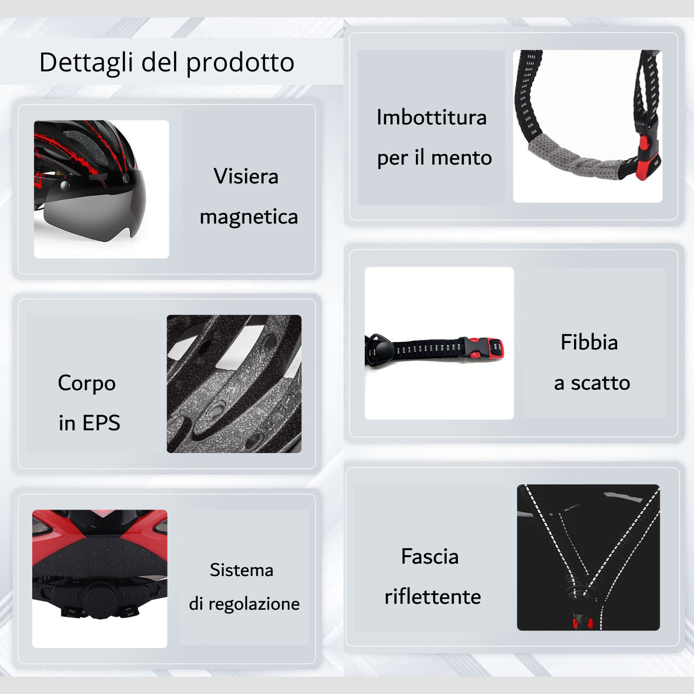 Casco da Ciclismo con Visiera Magnetica Staccabile e Luce Led