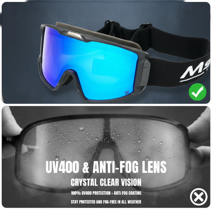 Maschera da Sci Antinebbia – Compatibile con Occhiali da Vista (OTG), Protezione UV400 e Visione Chiara per Sci e Snowboard