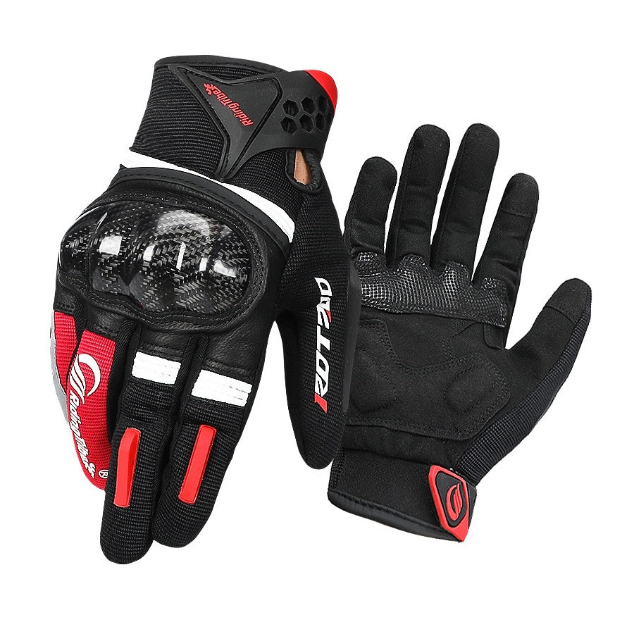 Dreifarbige Motorradhandschuhe aus Kohlefaser für Herren/Damen