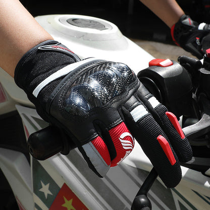 Dreifarbige Motorradhandschuhe aus Kohlefaser für Herren/Damen