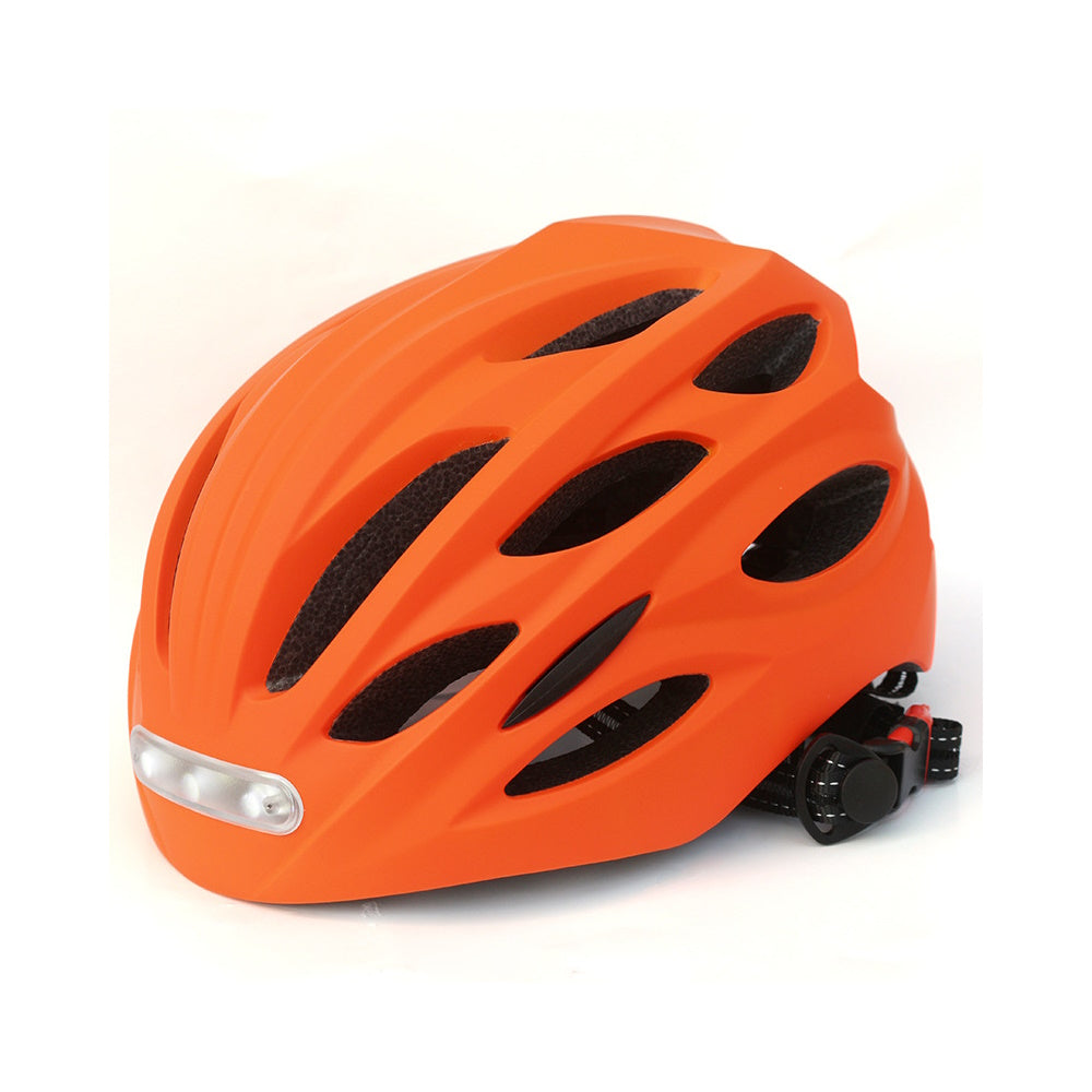 Casco ciclismo con fari anteriori e posteriori