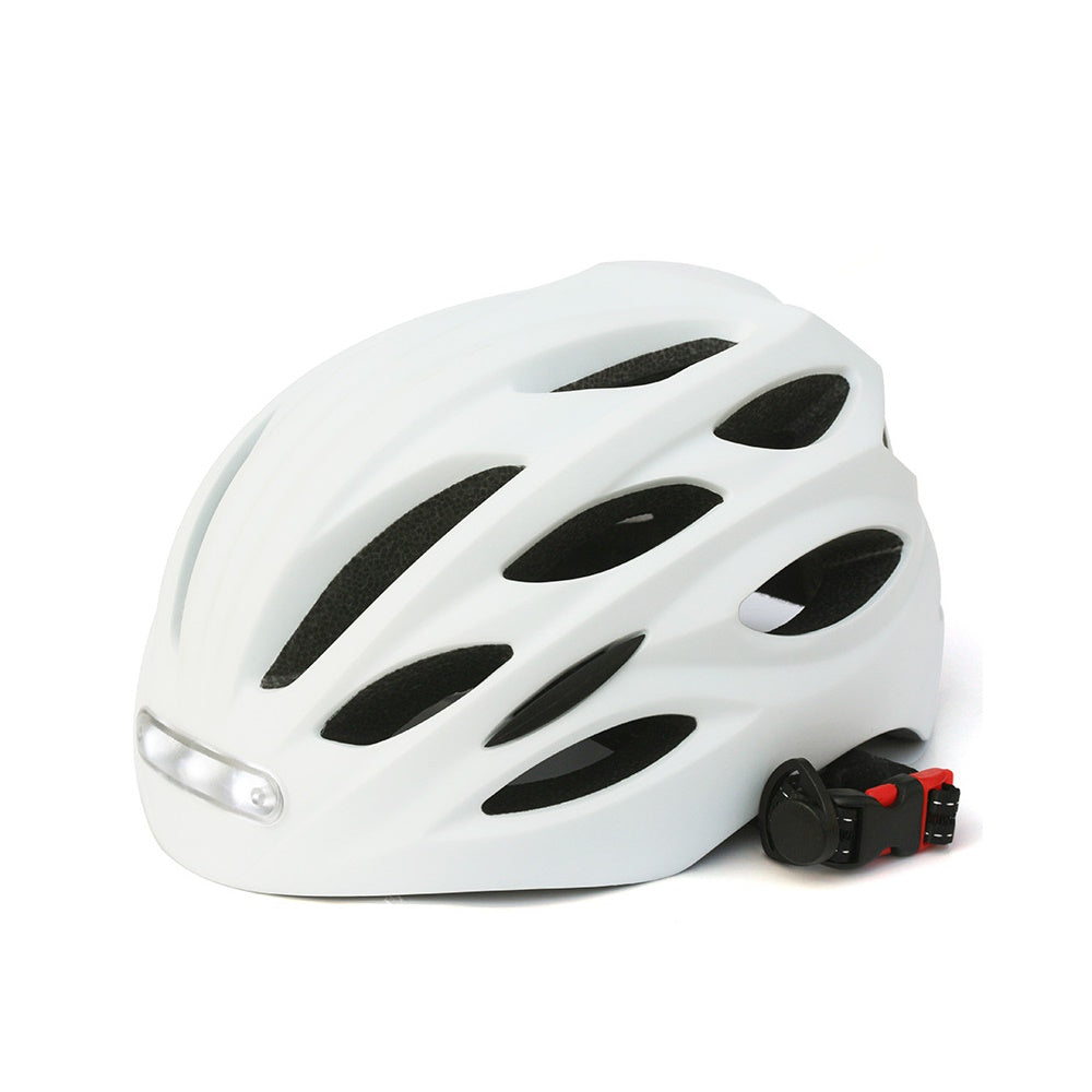 Casco ciclismo con fari anteriori e posteriori